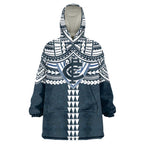 Personalized Carlton Blues Wearable Blanket Hoodie Polynesian Tribal Pattern Heritage Football