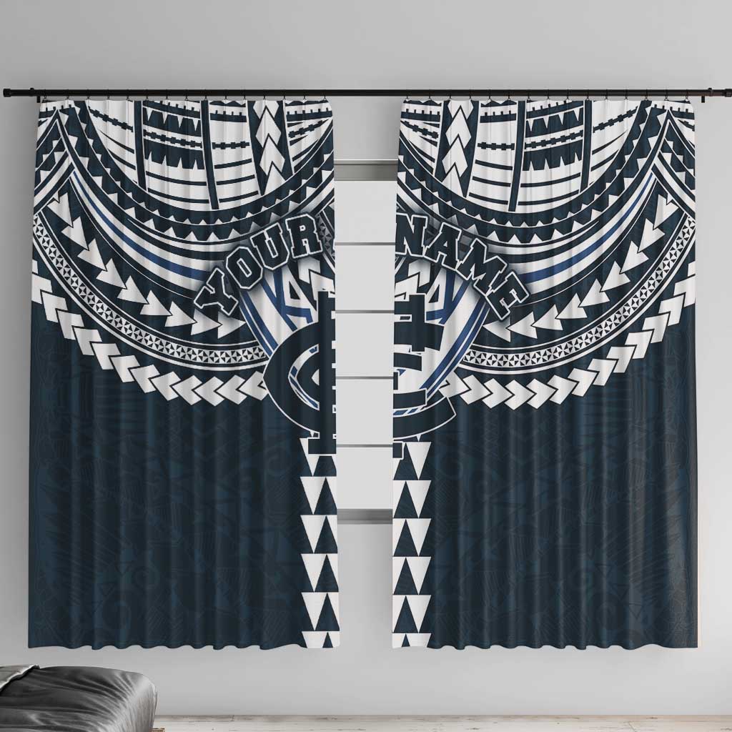 Personalized Carlton Blues Window Curtain Polynesian Tribal Pattern Heritage Football