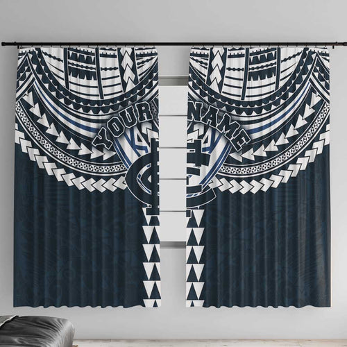 Personalized Carlton Blues Window Curtain Polynesian Tribal Pattern Heritage Football