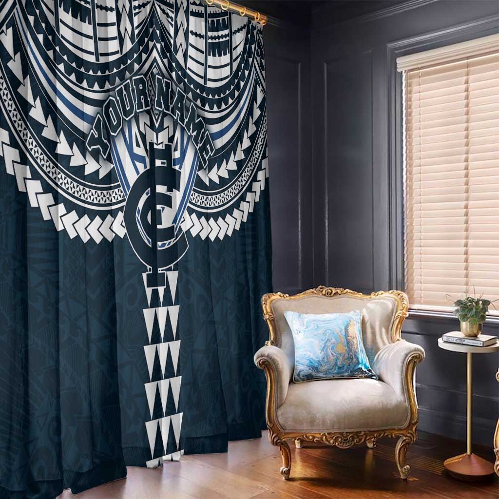 Personalized Carlton Blues Window Curtain Polynesian Tribal Pattern Heritage Football