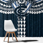 Personalized Carlton Blues Window Curtain Polynesian Tribal Pattern Heritage Football