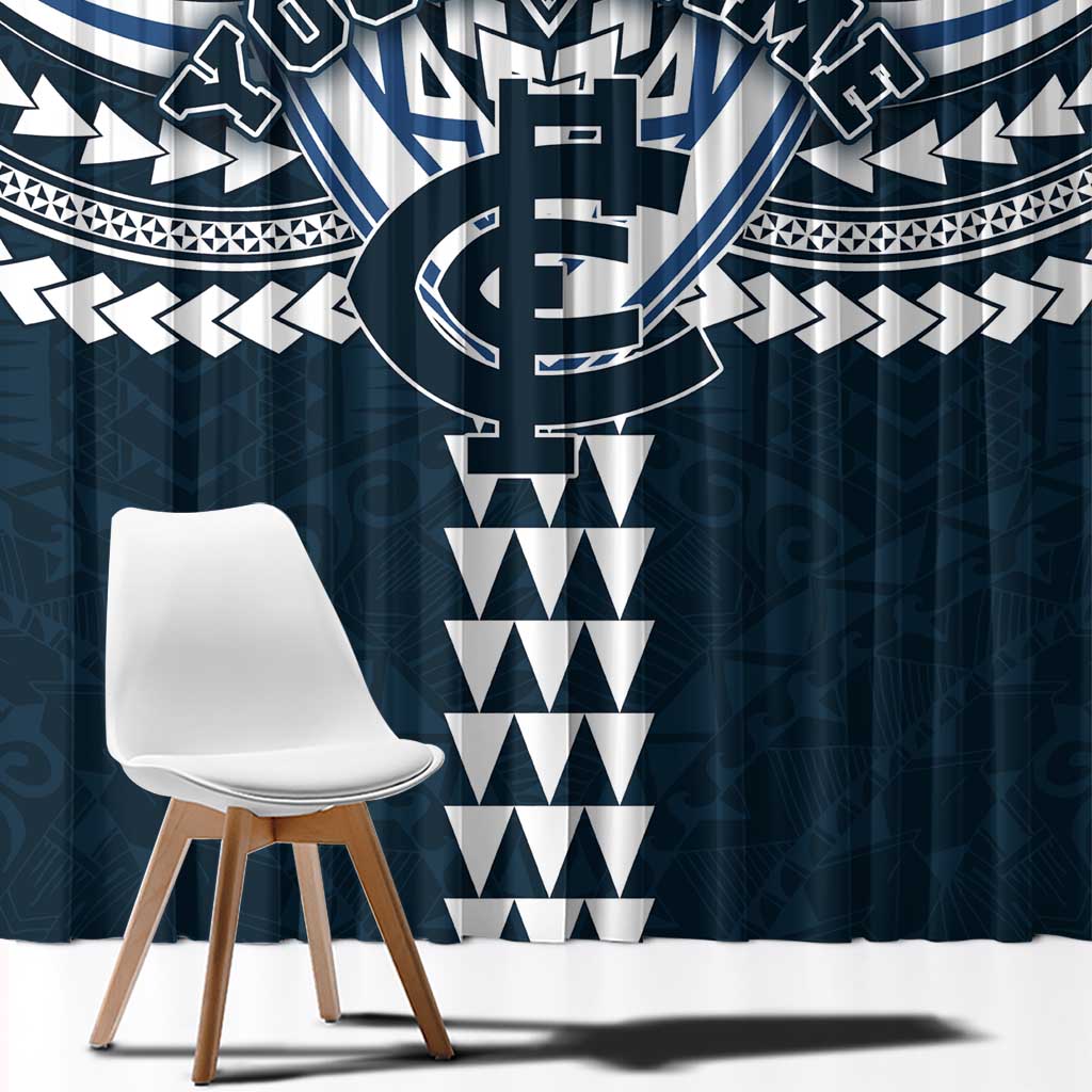 Personalized Carlton Blues Window Curtain Polynesian Tribal Pattern Heritage Football