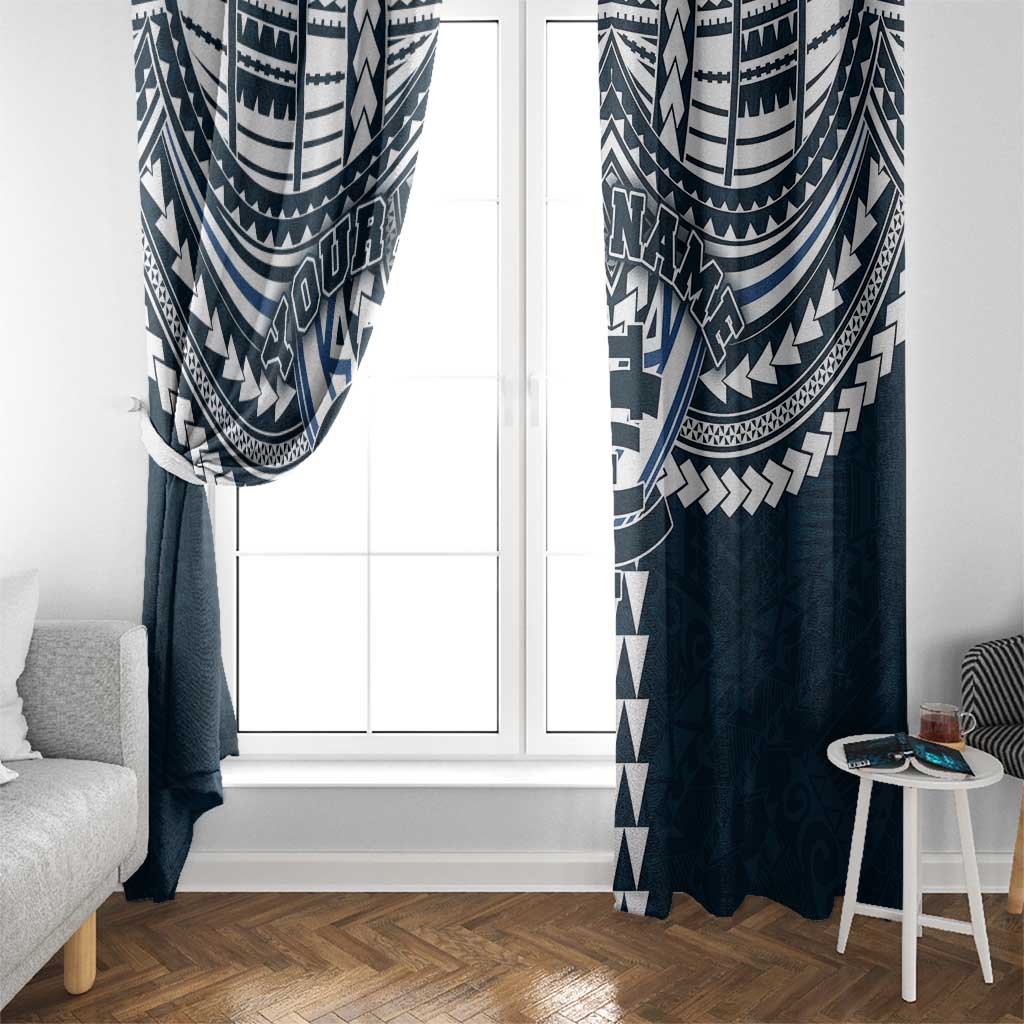Personalized Carlton Blues Window Curtain Polynesian Tribal Pattern Heritage Football