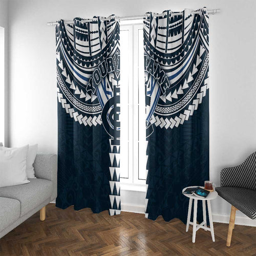 Personalized Carlton Blues Window Curtain Polynesian Tribal Pattern Heritage Football