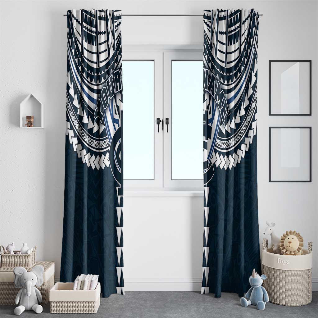 Personalized Carlton Blues Window Curtain Polynesian Tribal Pattern Heritage Football