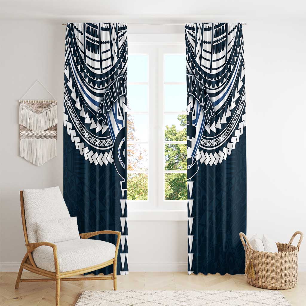 Personalized Carlton Blues Window Curtain Polynesian Tribal Pattern Heritage Football
