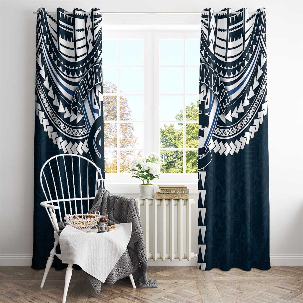 Personalized Carlton Blues Window Curtain Polynesian Tribal Pattern Heritage Football