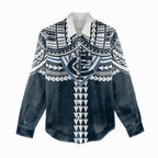 Personalized Carlton Blues Women Casual Shirt Polynesian Tribal Pattern Heritage Football