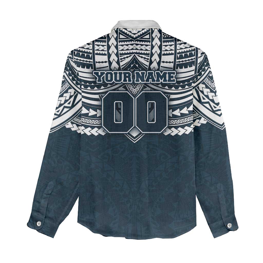 Personalized Carlton Blues Women Casual Shirt Polynesian Tribal Pattern Heritage Football