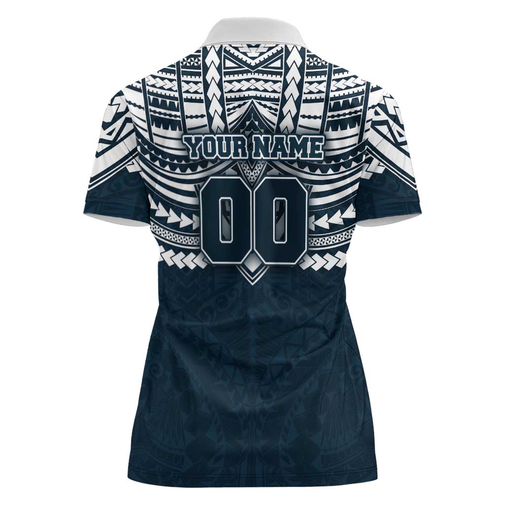 Personalized Carlton Blues Women Polo Shirt Polynesian Tribal Pattern Heritage Football
