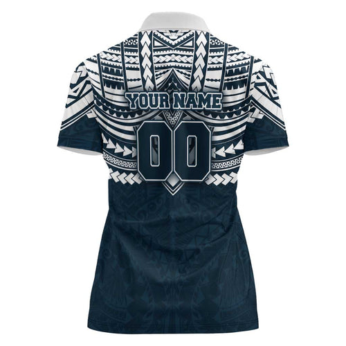 Personalized Carlton Blues Women Polo Shirt Polynesian Tribal Pattern Heritage Football