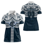 Personalized Carlton Blues Women Polo Shirt Polynesian Tribal Pattern Heritage Football