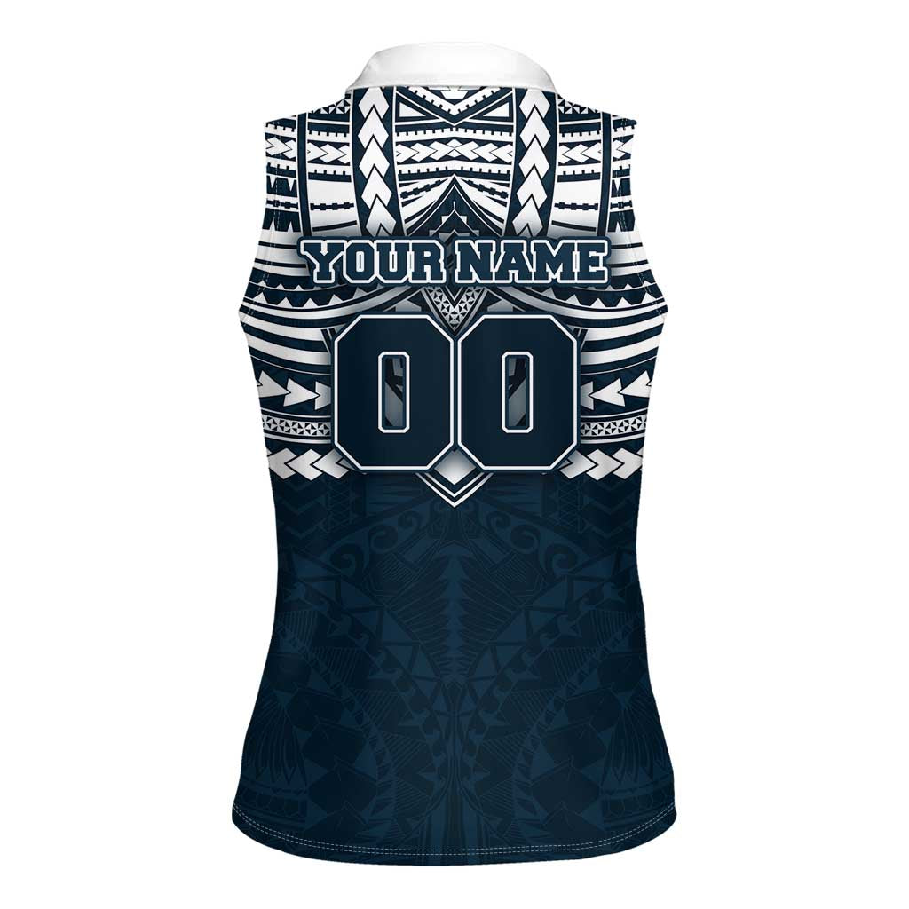 Personalized Carlton Blues Women Sleeveless Polo Shirt Polynesian Tribal Pattern Heritage Football
