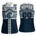 Personalized Carlton Blues Women Sleeveless Polo Shirt Polynesian Tribal Pattern Heritage Football