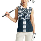 Personalized Carlton Blues Women Sleeveless Polo Shirt Polynesian Tribal Pattern Heritage Football