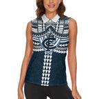Personalized Carlton Blues Women Sleeveless Polo Shirt Polynesian Tribal Pattern Heritage Football