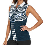 Personalized Carlton Blues Women Sleeveless Polo Shirt Polynesian Tribal Pattern Heritage Football
