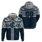 Personalized Carlton Blues Zip Hoodie Polynesian Tribal Pattern Heritage Football