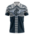 Personalized Carlton Blues Zipper Polo Shirt Polynesian Tribal Pattern Heritage Football