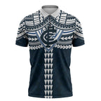 Personalized Carlton Blues Zipper Polo Shirt Polynesian Tribal Pattern Heritage Football