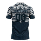 Personalized Carlton Blues Zipper Polo Shirt Polynesian Tribal Pattern Heritage Football