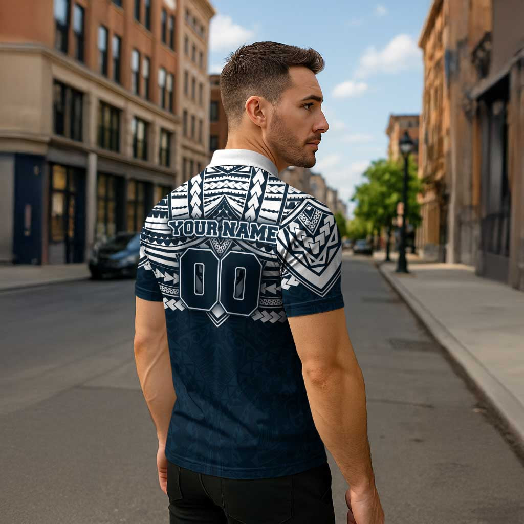 Personalized Carlton Blues Zipper Polo Shirt Polynesian Tribal Pattern Heritage Football