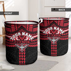 Personalized Essendon Bombers Laundry Basket Polynesian Tribal Pattern Heritage Football