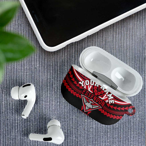 Personalized Essendon Bombers AirPods Case Polynesian Tribal Pattern Heritage Football