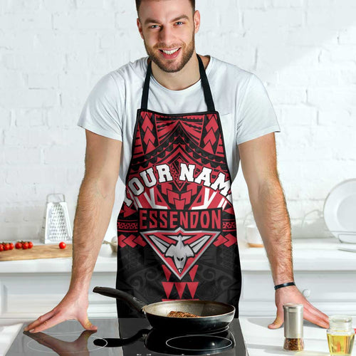 Personalized Essendon Bombers Apron Polynesian Tribal Pattern Heritage Football