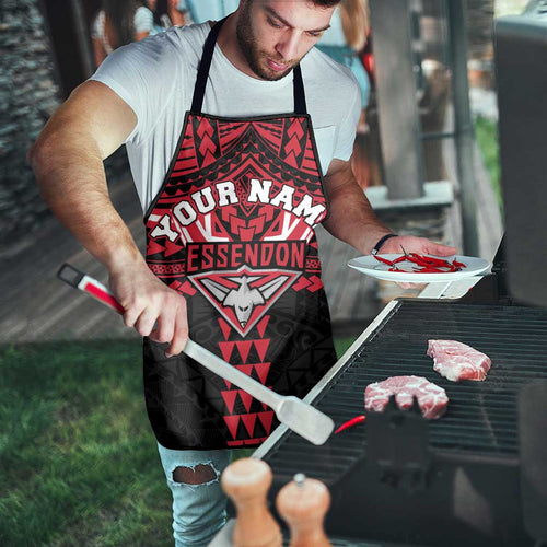 Personalized Essendon Bombers Apron Polynesian Tribal Pattern Heritage Football