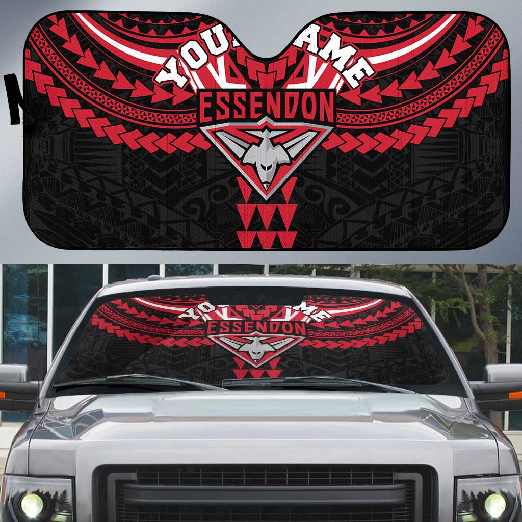 Personalized Essendon Bombers Auto Sun Shade Polynesian Tribal Pattern Heritage Football