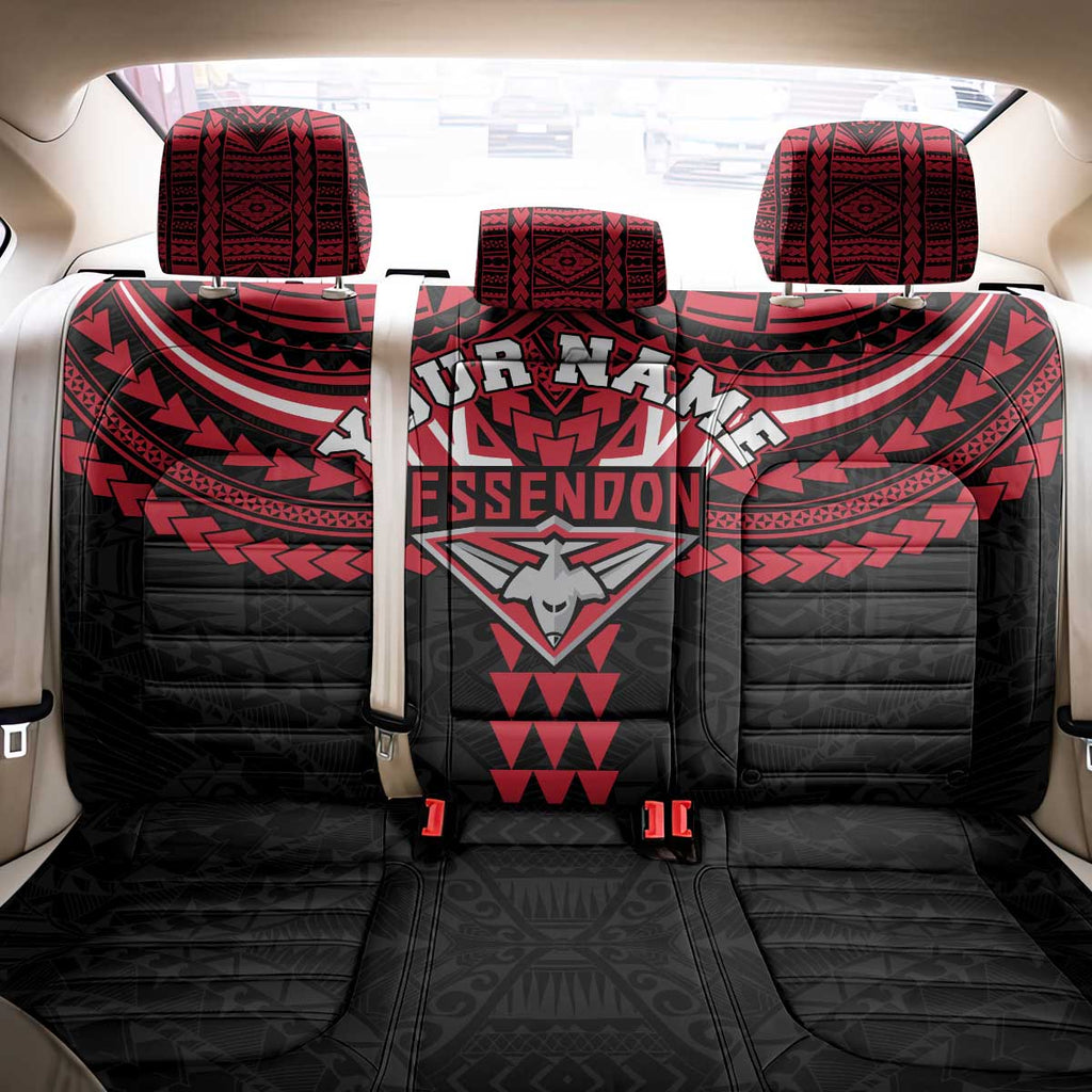 Personalized Essendon Bombers Back Car Seat Cover Polynesian Tribal Pattern Heritage Football