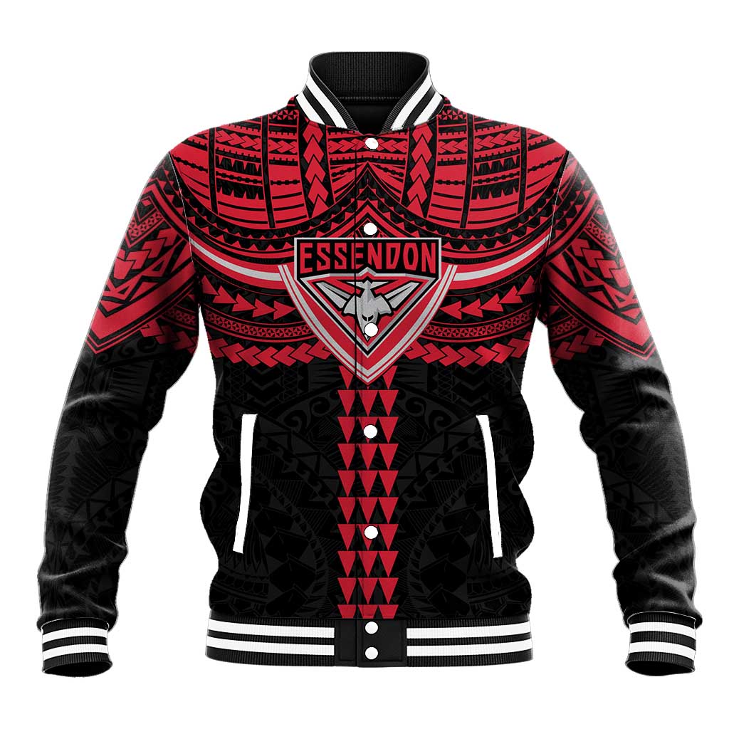 Personalized Essendon Bombers Baseball Jacket Polynesian Tribal Pattern Heritage Football