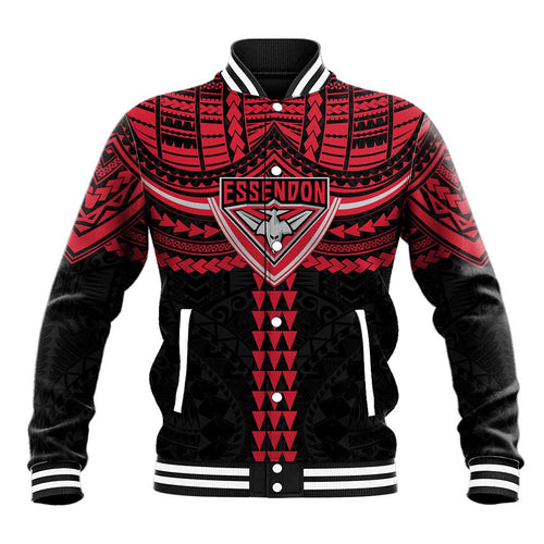 Personalized Essendon Bombers Baseball Jacket Polynesian Tribal Pattern Heritage Football