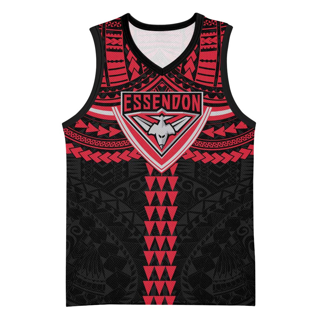 Personalized Essendon Bombers Basketball Jersey Polynesian Tribal Pattern Heritage Football