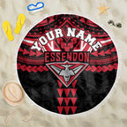 Personalized Essendon Bombers Beach Blanket Polynesian Tribal Pattern Heritage Football