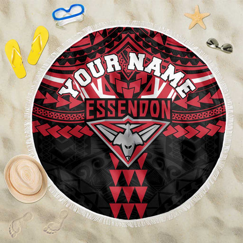 Personalized Essendon Bombers Beach Blanket Polynesian Tribal Pattern Heritage Football