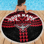 Personalized Essendon Bombers Beach Blanket Polynesian Tribal Pattern Heritage Football
