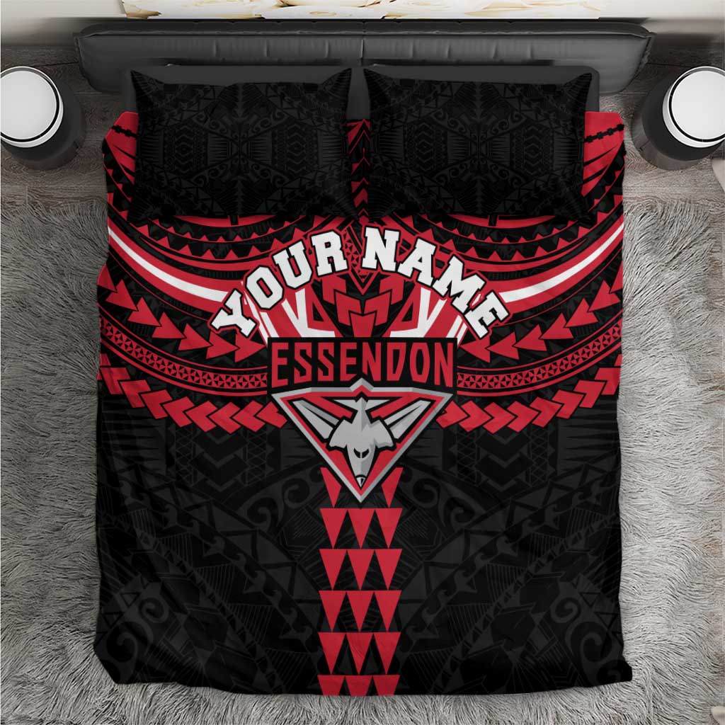 Personalized Essendon Bombers Bedding Set Polynesian Tribal Pattern Heritage Football