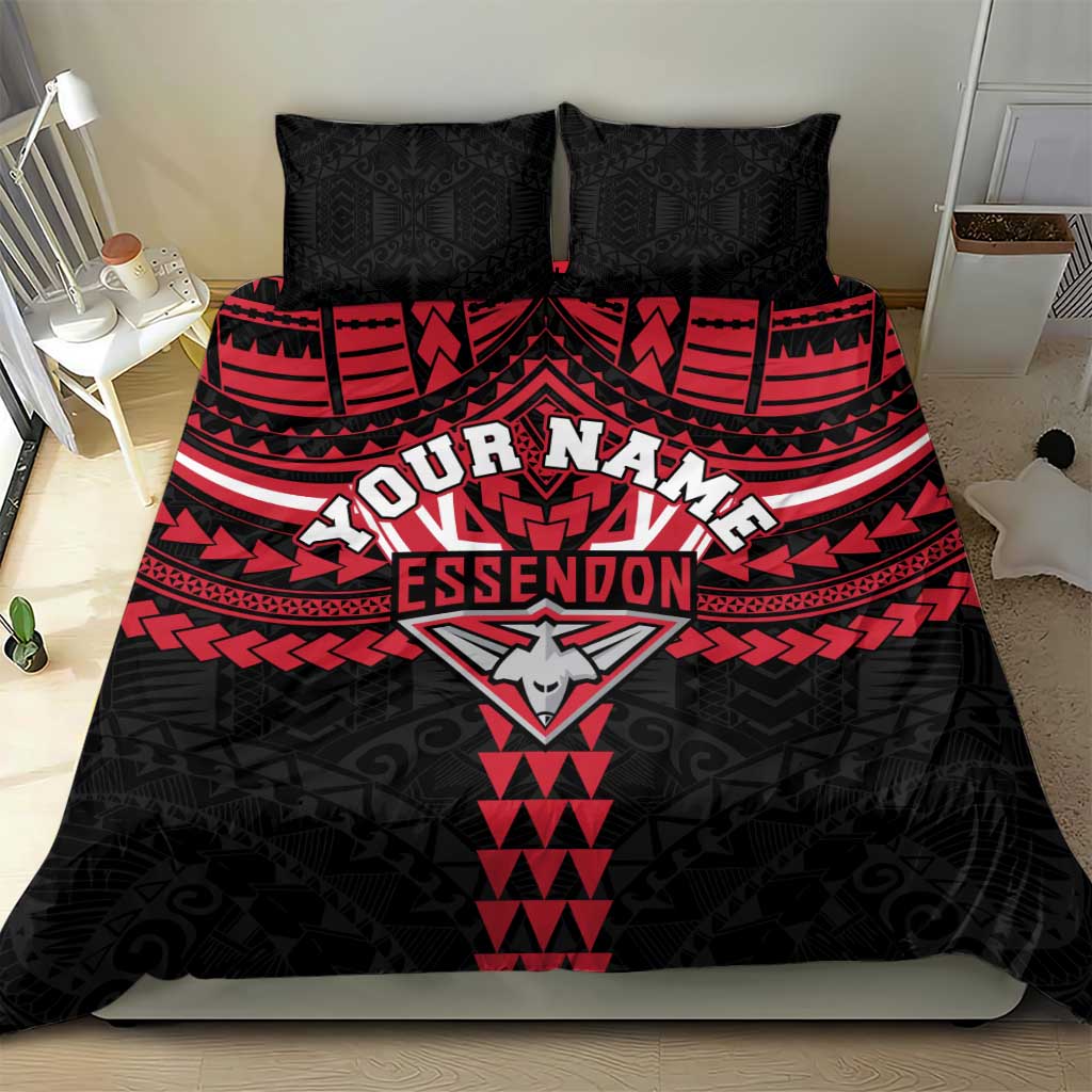 Personalized Essendon Bombers Bedding Set Polynesian Tribal Pattern Heritage Football
