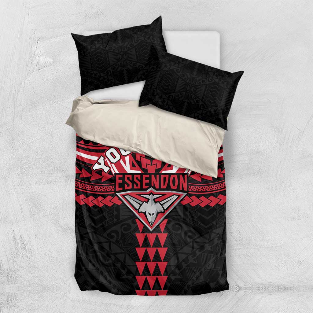 Personalized Essendon Bombers Bedding Set Polynesian Tribal Pattern Heritage Football