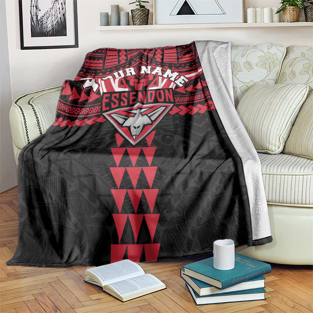 Personalized Essendon Bombers Blanket Polynesian Tribal Pattern Heritage Football