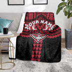 Personalized Essendon Bombers Blanket Polynesian Tribal Pattern Heritage Football