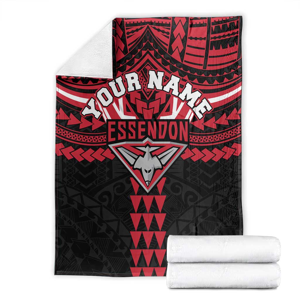 Personalized Essendon Bombers Blanket Polynesian Tribal Pattern Heritage Football