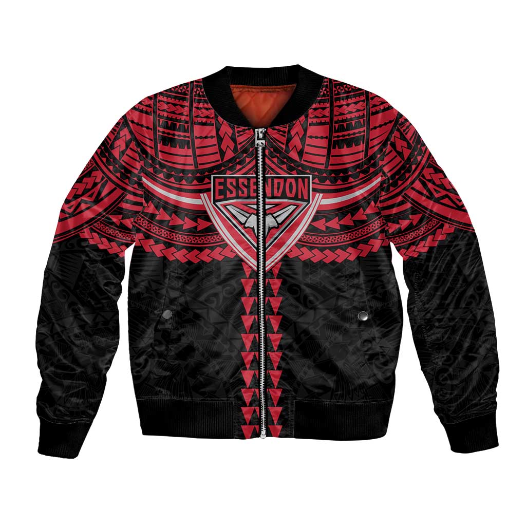 Personalized Essendon Bombers Bomber Jacket Polynesian Tribal Pattern Heritage Football