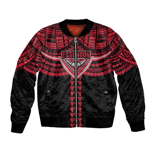 Personalized Essendon Bombers Bomber Jacket Polynesian Tribal Pattern Heritage Football