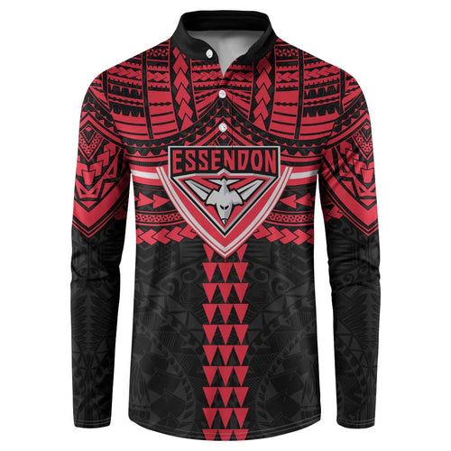 Personalized Essendon Bombers Button Sweatshirt Polynesian Tribal Pattern Heritage Football