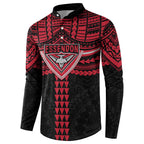Personalized Essendon Bombers Button Sweatshirt Polynesian Tribal Pattern Heritage Football