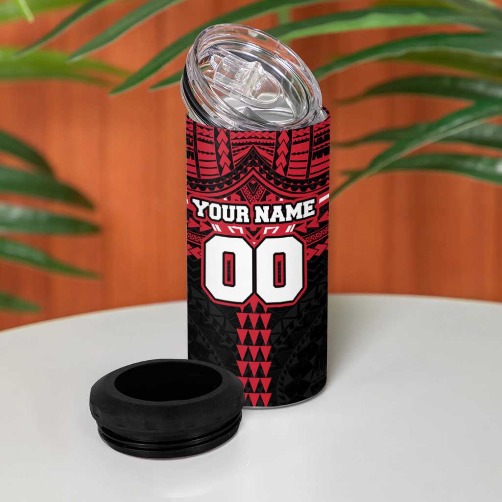 Personalized Essendon Bombers 4 in 1 Can Cooler Tumbler Polynesian Tribal Pattern Heritage Football