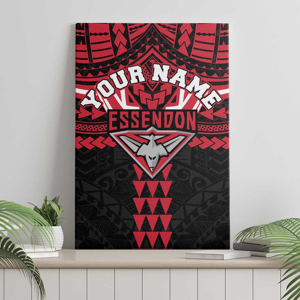 Personalized Essendon Bombers Canvas Wall Art Polynesian Tribal Pattern Heritage Football